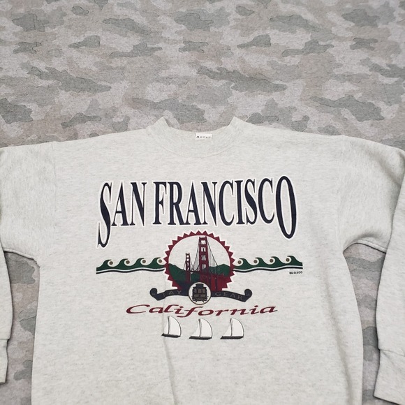 Vintage San Francisco Sweatshirt Mens Medium Gray Pullover Destination Travel - Picture 3 of 12